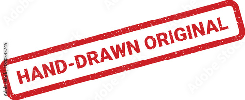 Textured red rubber stamp clearly displaying HAND DRAWN ORIGINAL with a distressed, official seal appearance