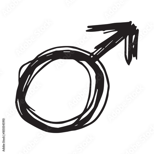 Hand drawn male gender identity sign Symbol used to represent sex and gender