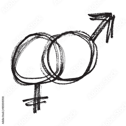 Hand drawn heterosexual gender identity sign Symbol used to represent sex and gender