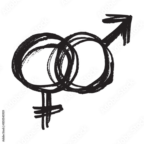 Hand drawn heterosexual gender identity sign Symbol used to represent sex and gender