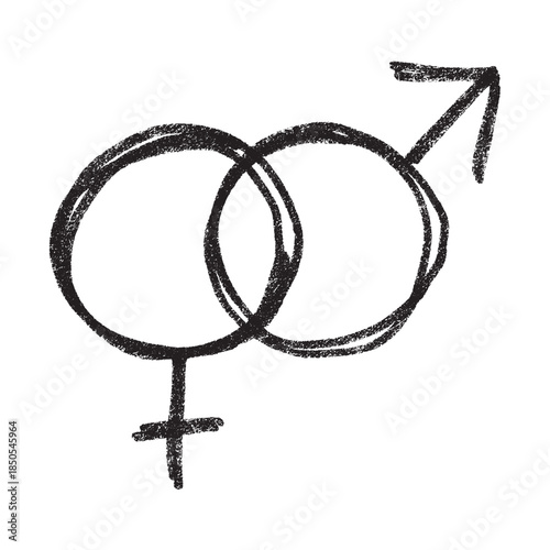 Hand drawn heterosexual gender identity sign Symbol used to represent sex and gender