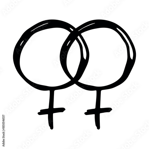 Hand drawn lesbian identity sign Symbol used to represent sex and gender