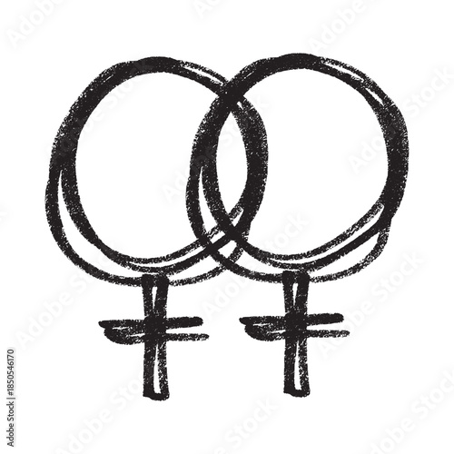 Hand drawn lesbian identity sign Symbol used to represent sex and gender
