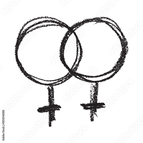 Hand drawn lesbian identity sign Symbol used to represent sex and gender