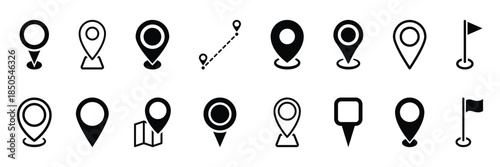 Map pin icon set, pin location icon vector illustration