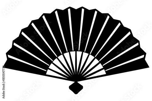 Japanese Folding Fan Silhouette Vector Clipart Sensu Handfan Illustration Line Art