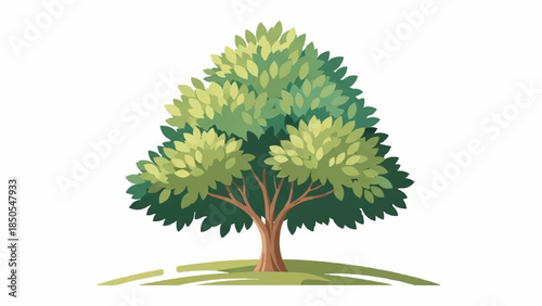 A vibrant, stylized illustration of a green tree, symbolizing the concept of natural growth and environmental health, depicting lush foliage