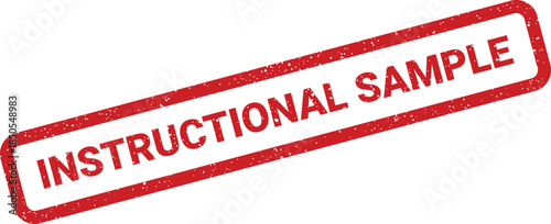 Textured red stamp with instructional sample text for educational resources or demonstration materials