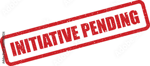 Textured rubber stamp impression showing INITIATIVE PENDING within a rectangular outline indicating ongoing project status