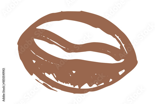 Hand drawn fresh roasted coffee bean Arabica robusta seed doodle Single element for print, web, design, decor