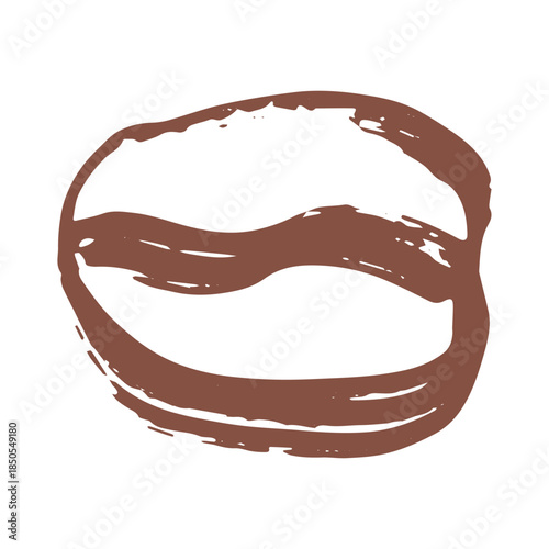 Hand drawn fresh roasted coffee bean Arabica robusta seed doodle Single element for print, web, design, decor