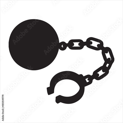 Black silhouette of ball and chain