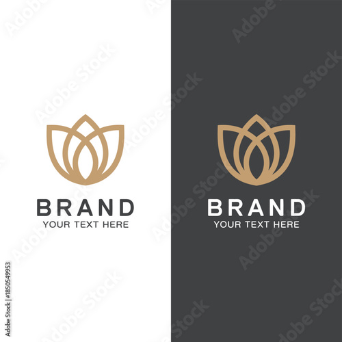 Elegant floral logo design with text branding on white and dark backgrounds