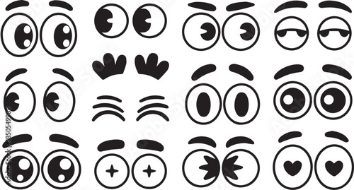 A Collection of Various Cartoon Eyes Styles, Expressive and Playful, for Animation and Design