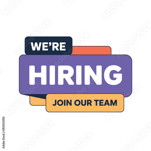 We re hiring a vibrant graphic announcing job opportunities and team growth