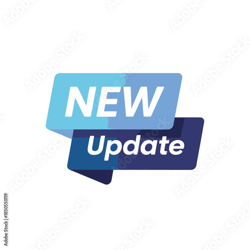 A vibrant blue and dark blue new update banner is displayed