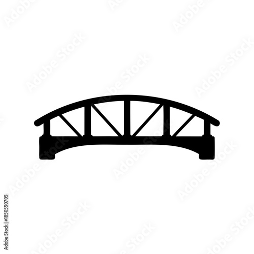 Silhouette of a small pedestrian bridge with an arched structure design