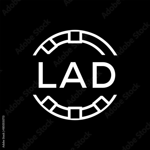 Clean Line Art Monogram Emblem for Brands, LAD Later Logo, Unique Letter Logo with Circular Motif,
