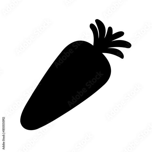 Simple Black and White Carrot Silhouette with Bushy Greens for Easter or Harvest