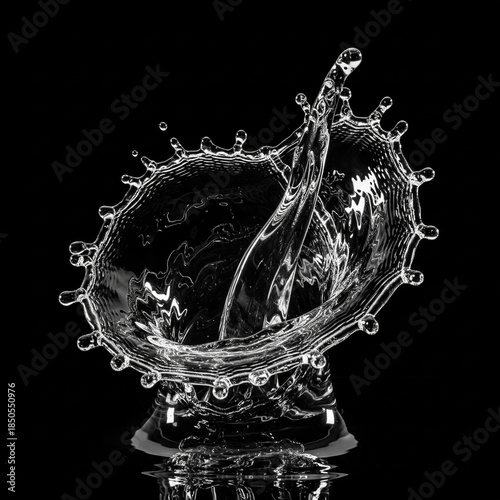 Elegant Water Splash Curve Isolated on Black