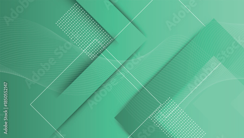 Square Geometry Green Modern Technology Background Vector Design