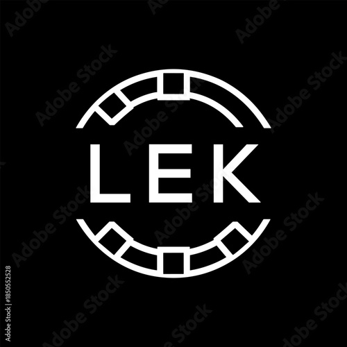Clean Line Art Monogram Emblem for Brands, LEK Later Logo, Unique Letter Logo with Circular Motif,
