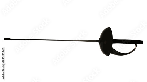 Fencing foil sword, elegant combat sports weapon, isolated white background.