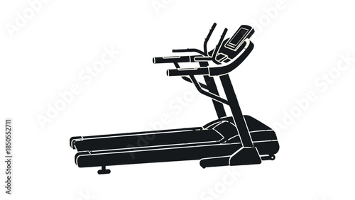 Modern Treadmill Exercise Machine for Running and Cardio Training on Isolated White Background, Fitness Equipment