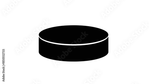 Black Ice Hockey Puck for Professional Game on Isolated White Background, Winter Sport Equipment