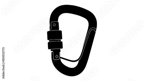 Metal carabiner clip for climbing and outdoor activities, on an isolated white background.