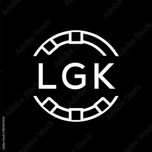 Clean Line Art Monogram Emblem for Brands, LGK Later Logo, Unique Letter Logo with Circular Motif,
