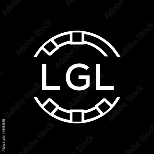 Clean Line Art Monogram Emblem for Brands, LGL Later Logo, Unique Letter Logo with Circular Motif,
