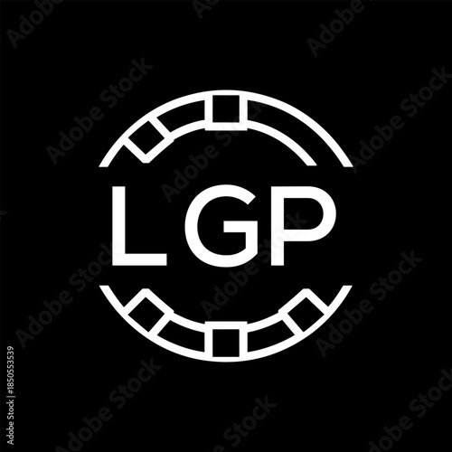 Clean Line Art Monogram Emblem for Brands, LGP Later Logo, Unique Letter Logo with Circular Motif,
