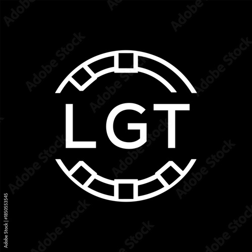 Clean Line Art Monogram Emblem for Brands, LGT Later Logo, Unique Letter Logo with Circular Motif,
