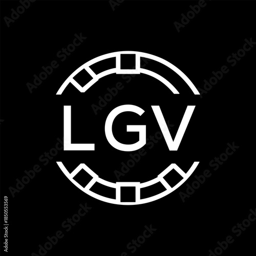 Clean Line Art Monogram Emblem for Brands, LGV Later Logo, Unique Letter Logo with Circular Motif,
