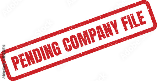 A grunge textured rubber stamp graphic displaying PENDING COMPANY FILE for internal corporate records or document organization