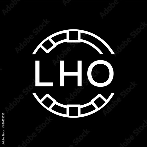 Clean Line Art Monogram Emblem for Brands, LHO Later Logo, Unique Letter Logo with Circular Motif,
