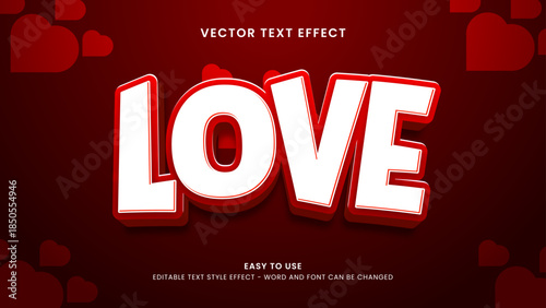 love editable text effect 3d vector 