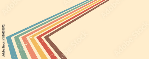 Stripe rainbow groovy. Retro graphic design for vintage abstract poster. Flowing wavy lines and artistic texture. Vector illustration.