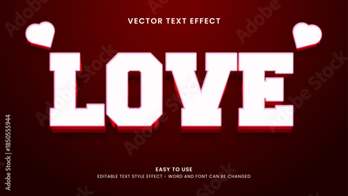love editable text effect 3d vector 
