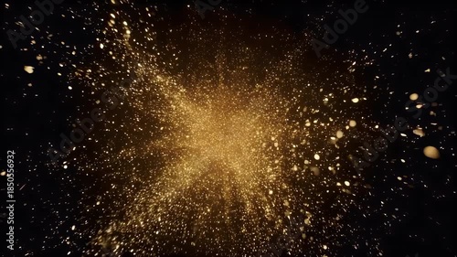 Wallpaper Mural Abstract golden explosion of particles against a dark background Torontodigital.ca