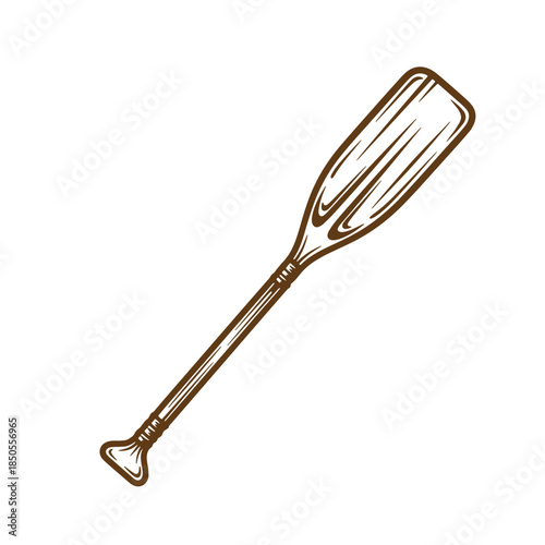 Simple hand drawn sketch vintage paddle design suitable for boating, rowing, and water sports