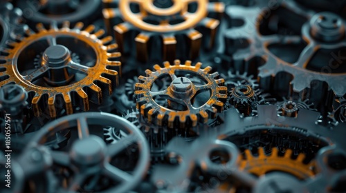 Gears .Technological background made of gears. Engineering industry