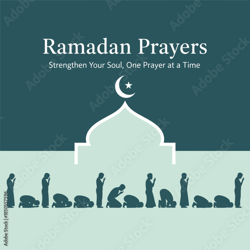 Ramadan Prayers: Vector Illustration of Muslim Devotion and Salat Ritual
