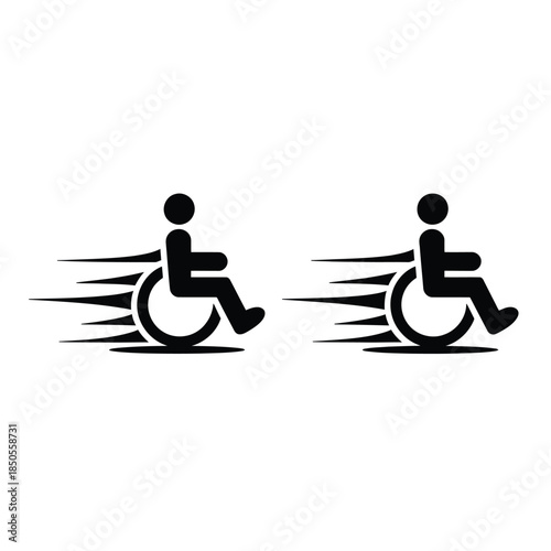 Accessibility symbol depicting individuals in wheelchairs with motion lines
