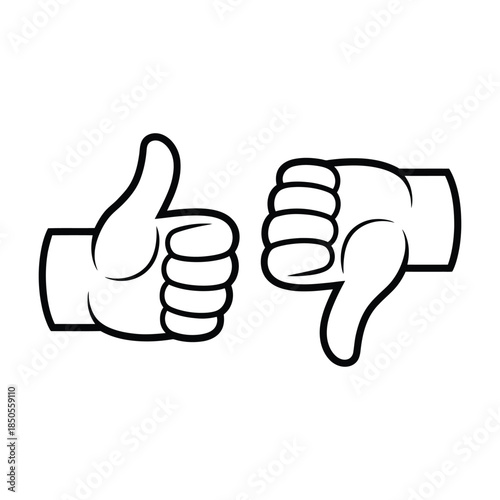 A contrasting depiction of approval and disapproval with thumbs up and down