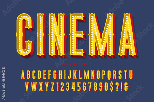 Circus show alphabet, fairy LED lamps letters and numbers.