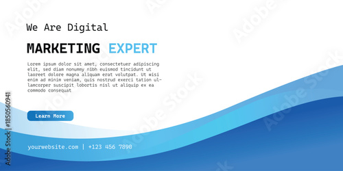 Modern blue wave corporate banner vector for digital marketing and business website header design