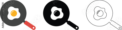 Sunny side up egg in pan vector Illustration for cooking concept.