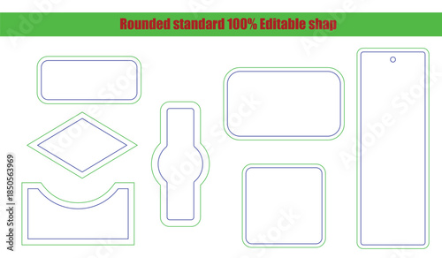 Rounded standard Editable shap dieline ,die-line design,die-line template